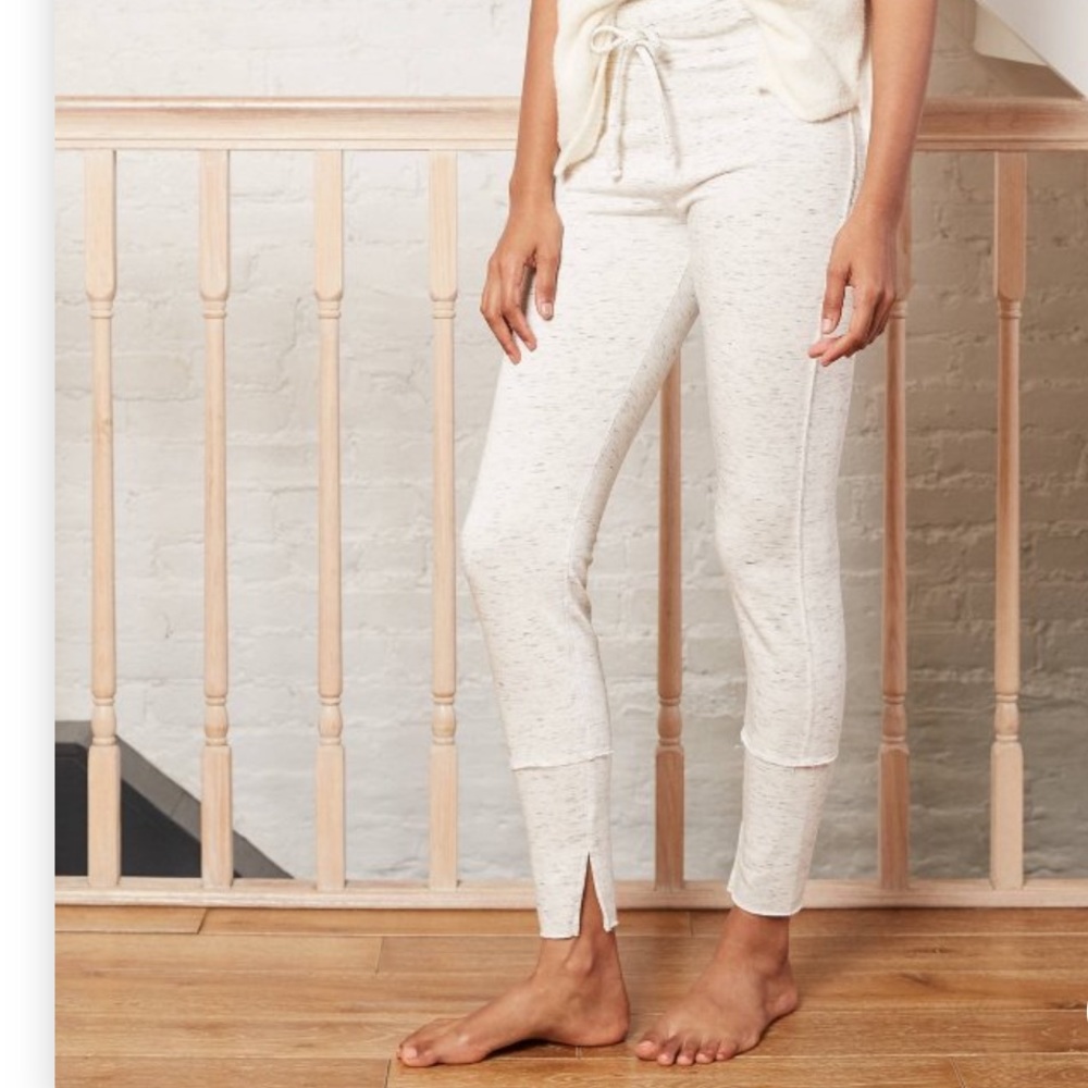 Women's Drawstring High-Waist Lounge Leggings - A New Day™ Heather Cream S. NWT